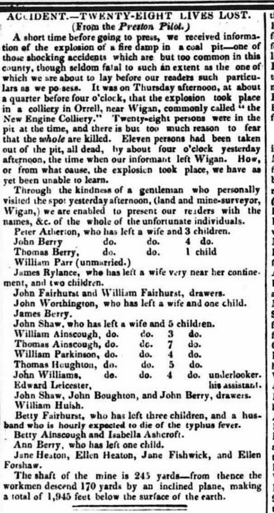NEW ENGINE PIT DISASTER 15th DECEMBER 1831 (2) NEW ENGINE PIT DISASTER 15th DECEMBER 1831 (2)