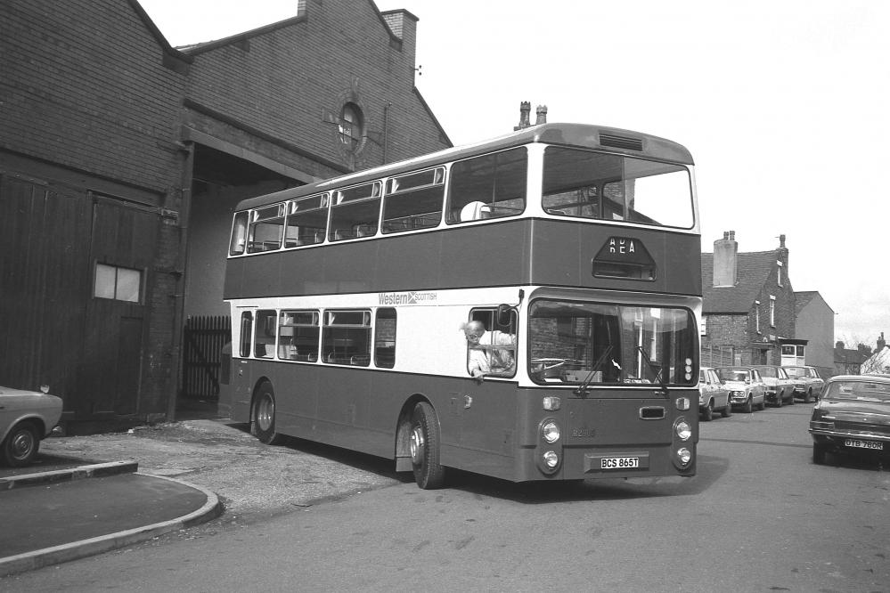 Western Scottish Fleetline leaving Northern Counties Western Scottish Fleetline leaving Northern Counties