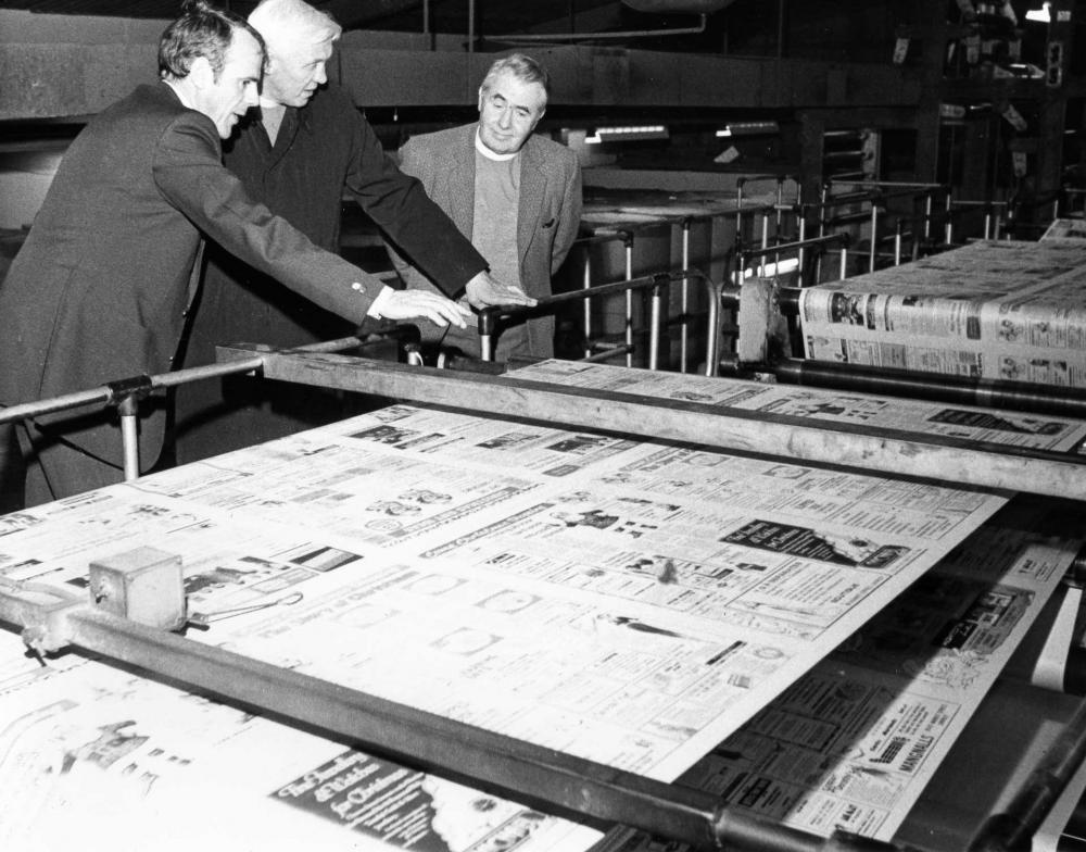 The Bishops Visit to the Wigan Observer Woods St Works 1979 The Bishops Visit to the Wigan Observer Woods St Works 1979