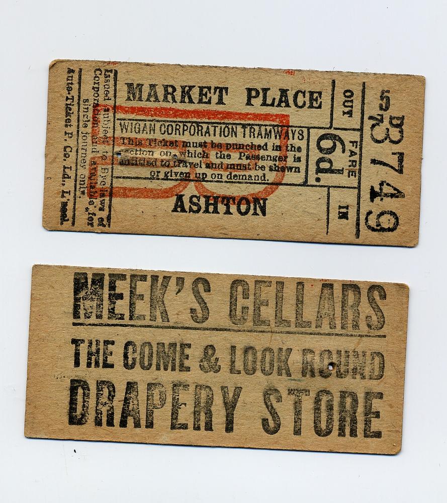 TRAM TICKET WIGAN to ASHTON TRAM TICKET WIGAN to ASHTON