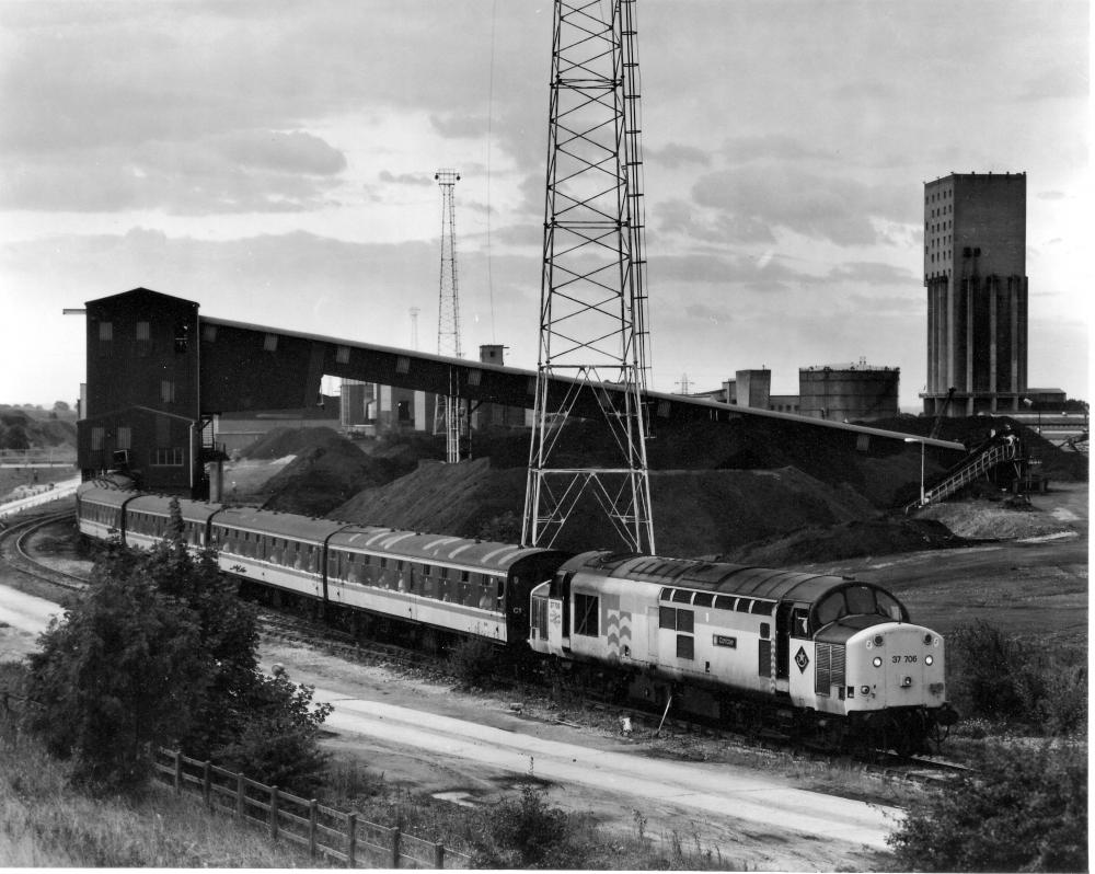 Passenger train visits the pit.