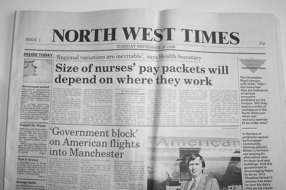NORTH WEST TIMES  first  issue 20 September 1988.