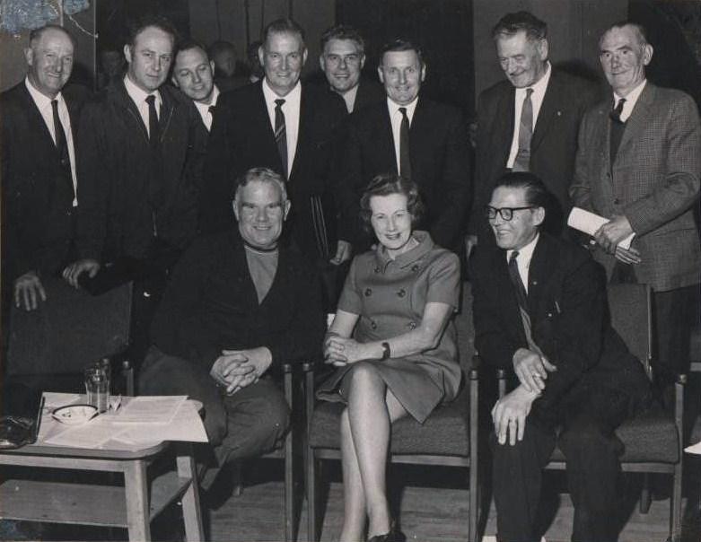 Barbara Castle with golborne miners. Barbara Castle with golborne miners.