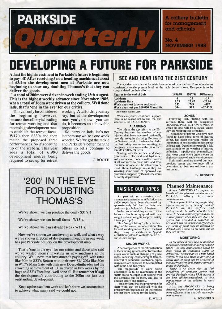 Parkside colliery Quarterly Newsletter - Nov 1998 -001 Parkside colliery Quarterly Newsletter - Nov 1998 -001