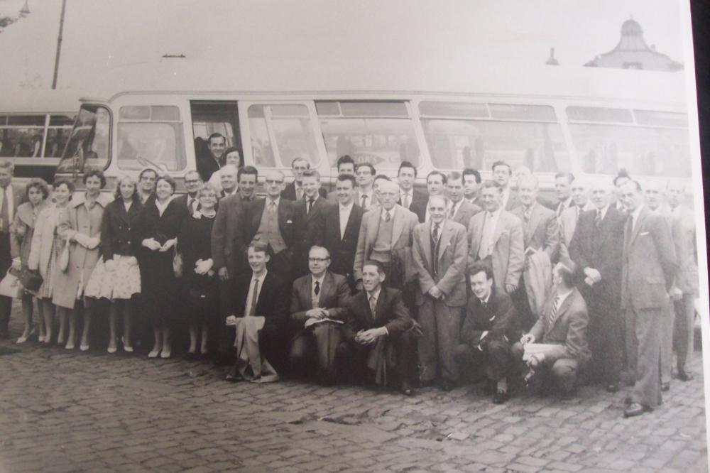 Wigan Observer Staff Annual Outing At Wigan Market Square 1960s Wigan Observer Staff Annual Outing At Wigan Market Square 1960s