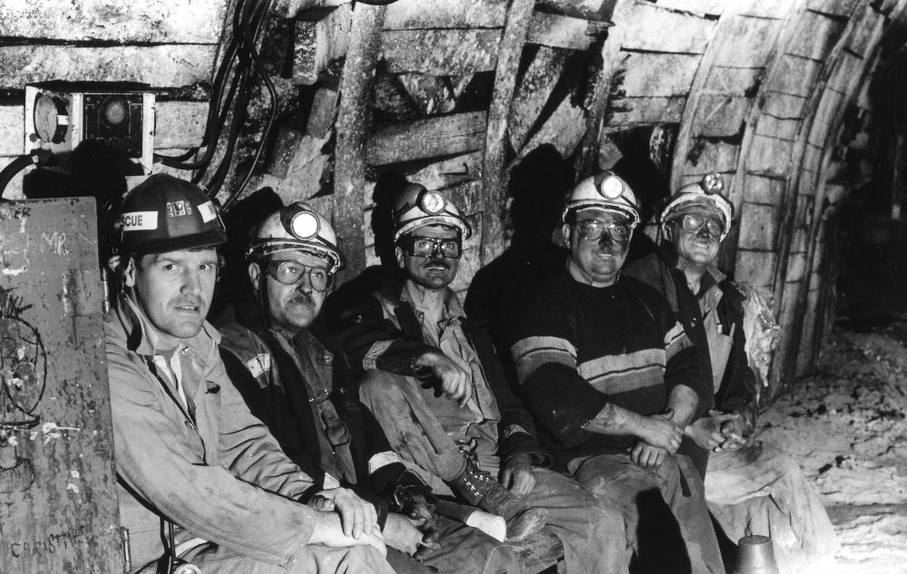 Men near pit bottom. Men near pit bottom.