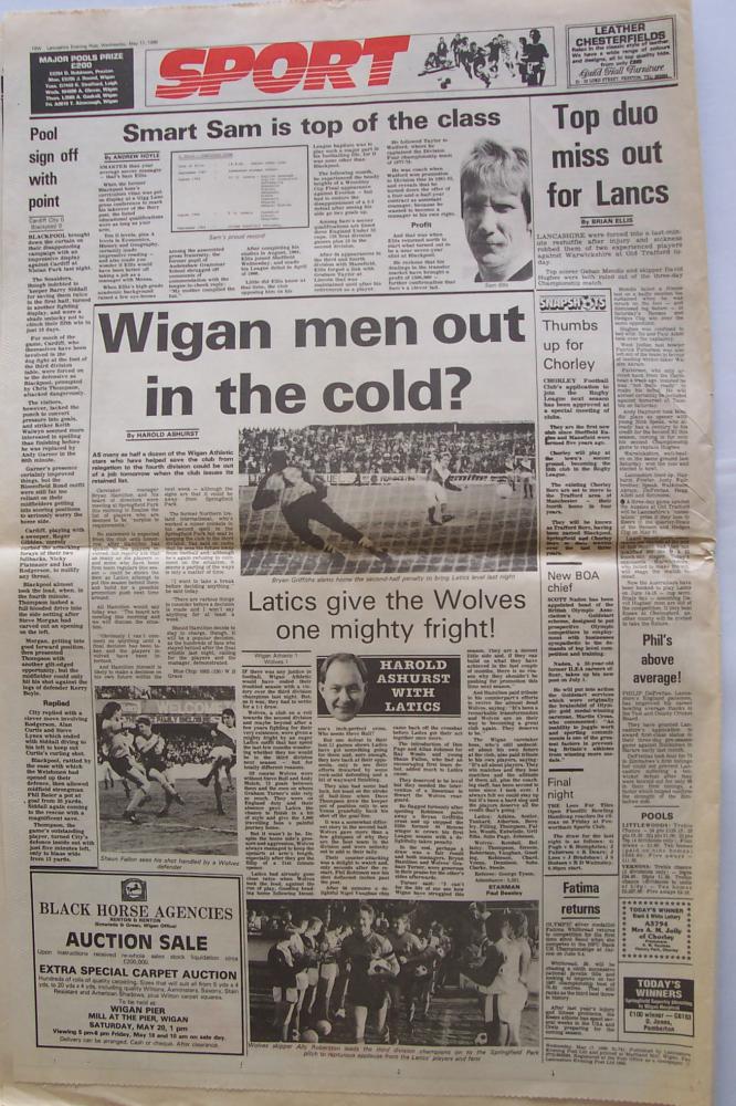 Broadsheet Wigan Evening Post 1989 Broadsheet Wigan Evening Post 1989