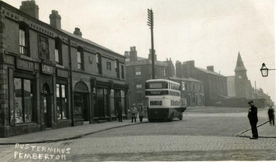 Wigan Corporation bus at the Pemberton terminus. Wigan Corporation bus at the Pemberton terminus.