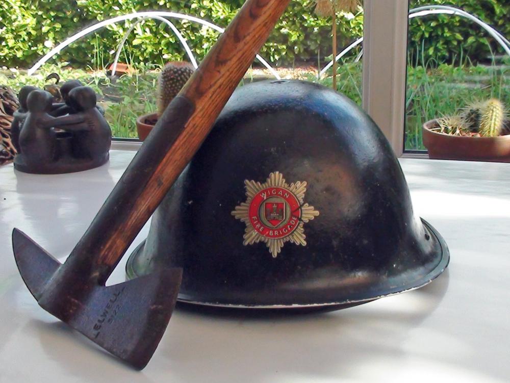 AFS firemans axe and helmet