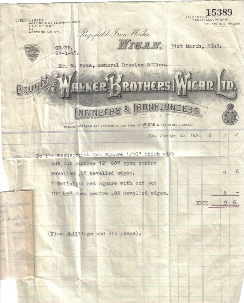 Walker Bros. Invoice 1945