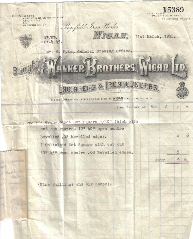 Walker Bros. Invoice 1945 Walker Bros. Invoice 1945