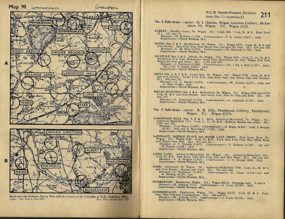 1949-Map of the Wigan (area2) Coal fields taken from 