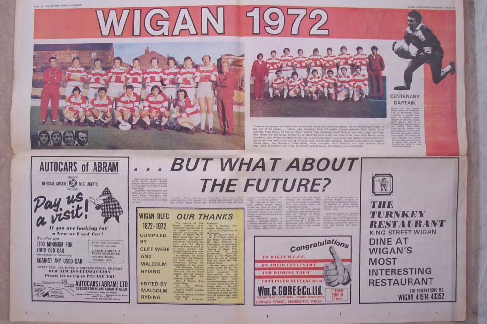 Wigan Observer Souvenir-Wigan RLFC  November 1972 