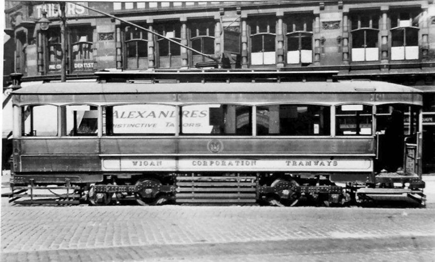 Wigan Corporation Tram in Market Place. Wigan Corporation Tram in Market Place.
