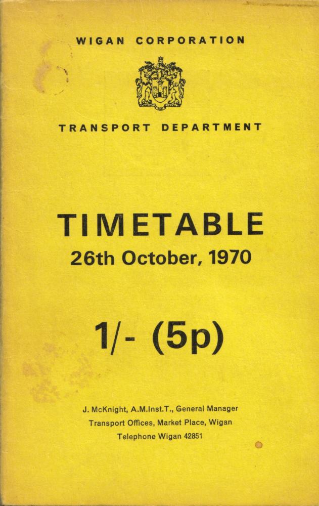 Wigan Corporation Transport Timetable Cover Wigan Corporation Transport Timetable Cover