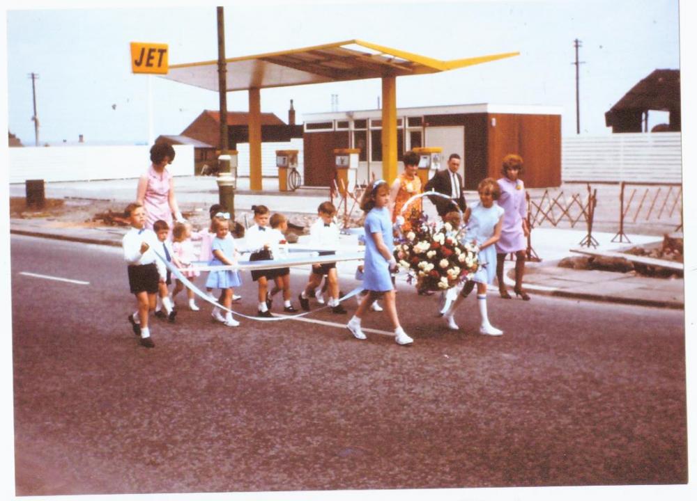 Scholars (as Granny would have said)  going past the JET filling station