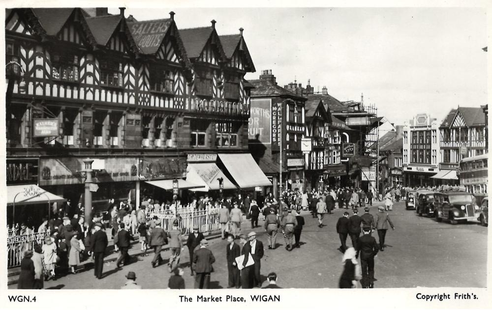 Old postcard: Market Place, Wigan Old postcard: Market Place, Wigan