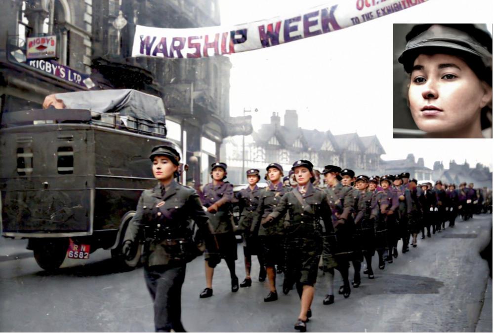 Warship Week Parade, Wallgate - Colourised
