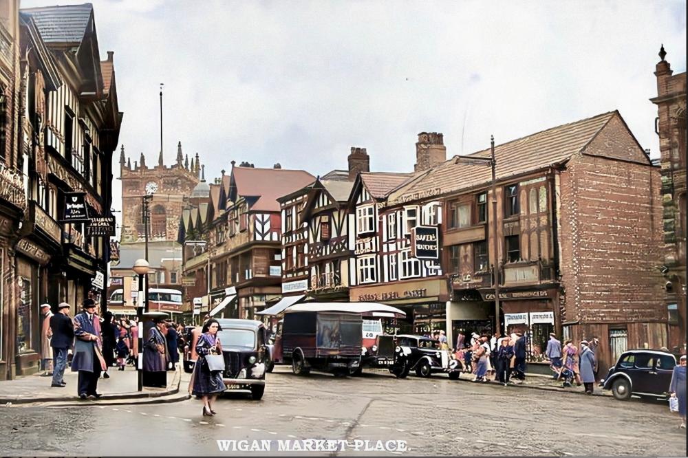 Market Place Wigan 1951 colourised Market Place Wigan 1951 colourised