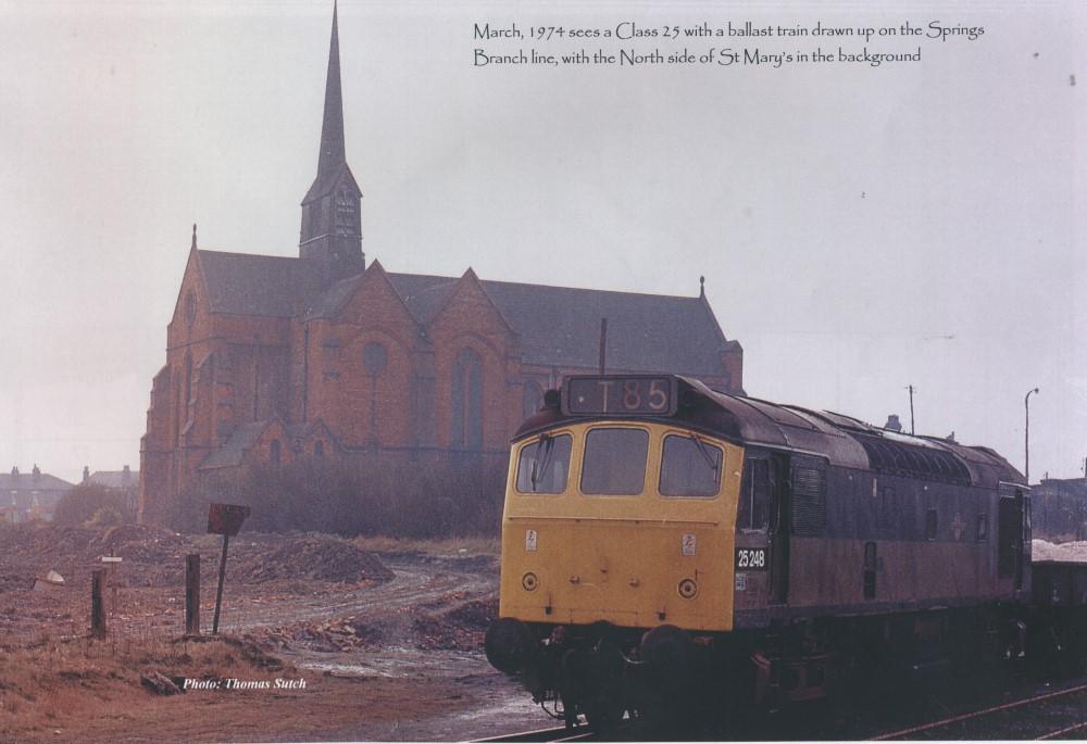 St Mary's Church and Train. March 1974 St Mary's Church and Train. March 1974