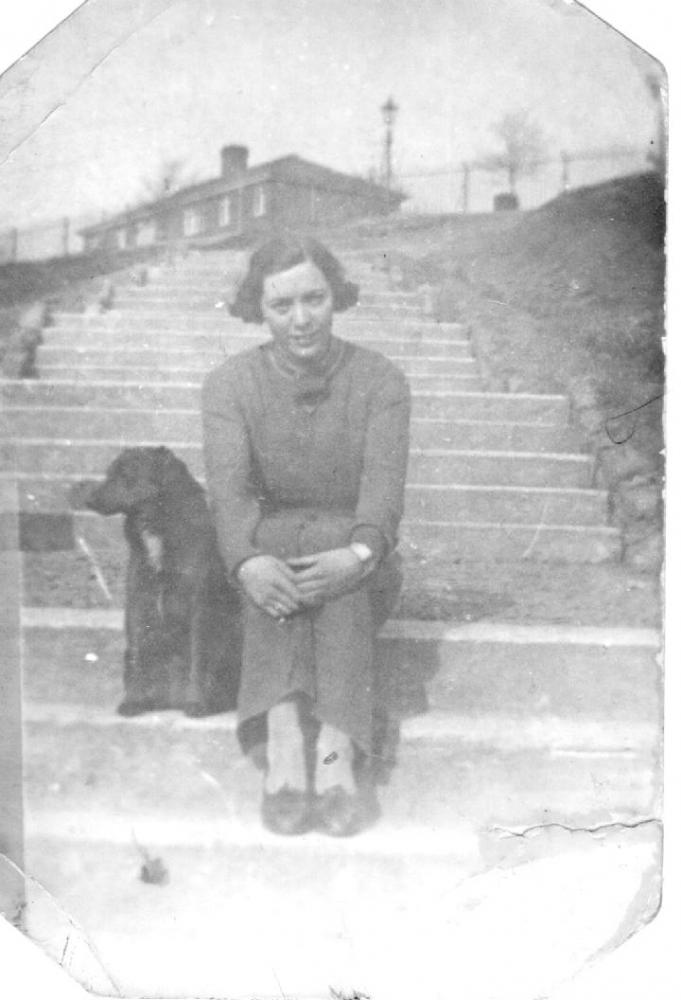 On the steps in Bottling Wood, 1935