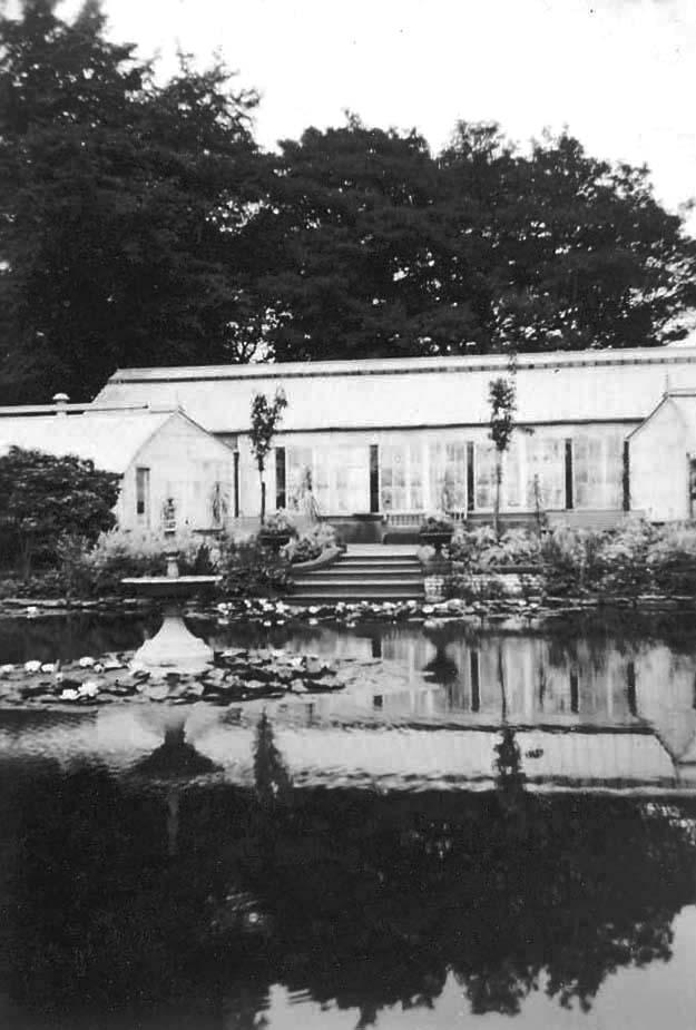 About 1950 - Haigh Hall orangery and pond About 1950 - Haigh Hall orangery and pond