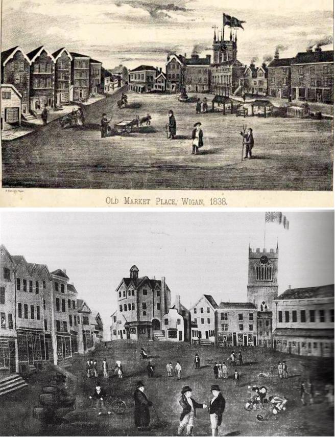 Two views of Wigan's Market Place Two views of Wigan's Market Place