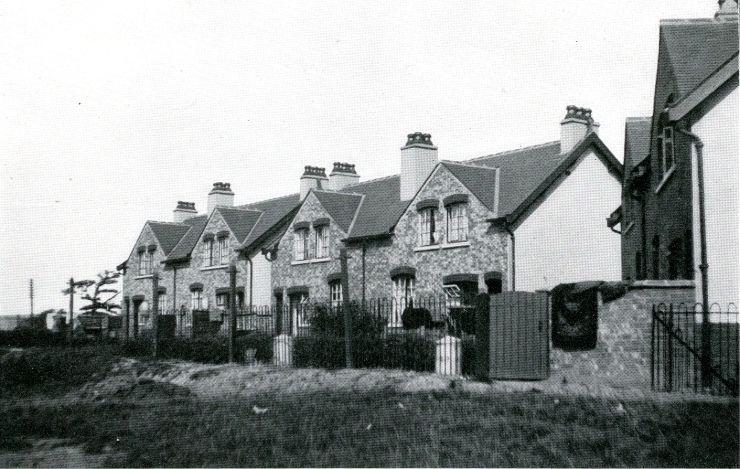 Rear view of model cottages, Pepper Lane. 1914. Rear view of model cottages, Pepper Lane. 1914.