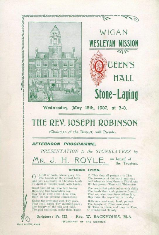 STONE LAYING PROGRAMME 1907