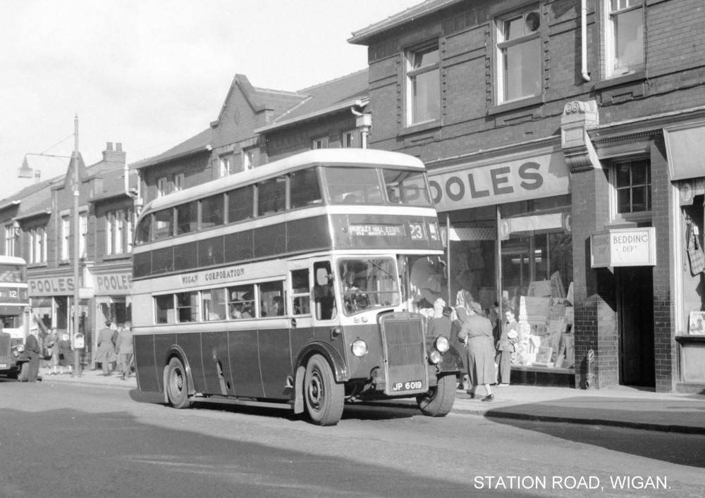 Bus at Bus Stop 1950's Bus at Bus Stop 1950's