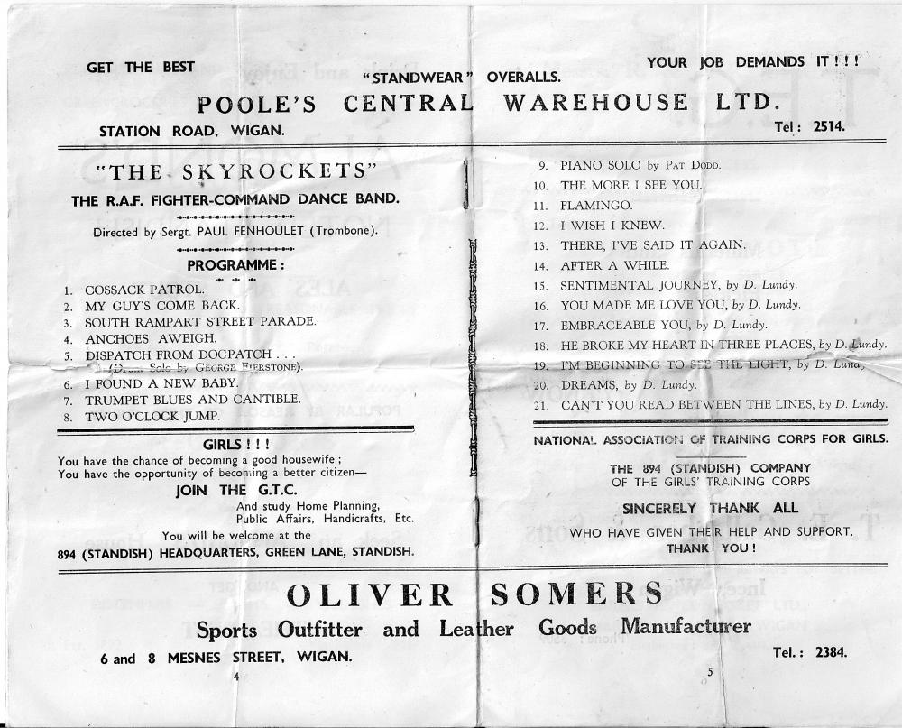 Skyrockets RAF Fighter Command Dance Band Concert Programme at Ritz Cinema (3)1945.