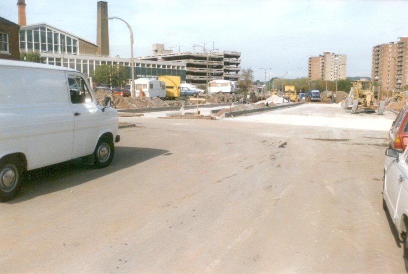 Road construction, Riverway.