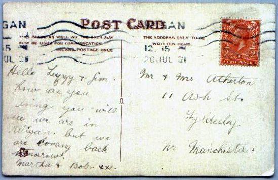 Rear of postcard. Rear of postcard.