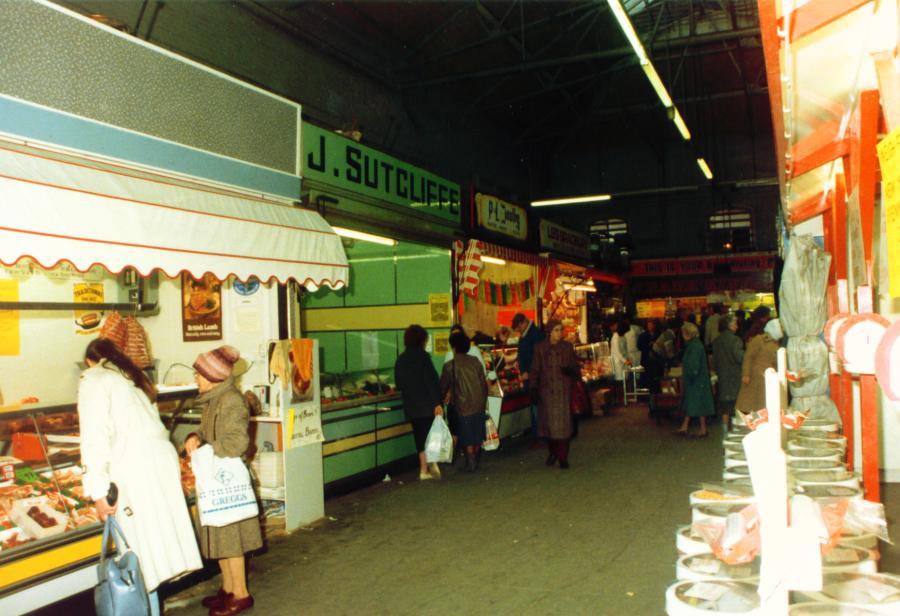 Inside Wigan Market Hall on the last day of trading.