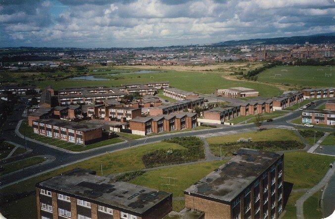 View from the thirteenth floor of Dryden House, 1987.