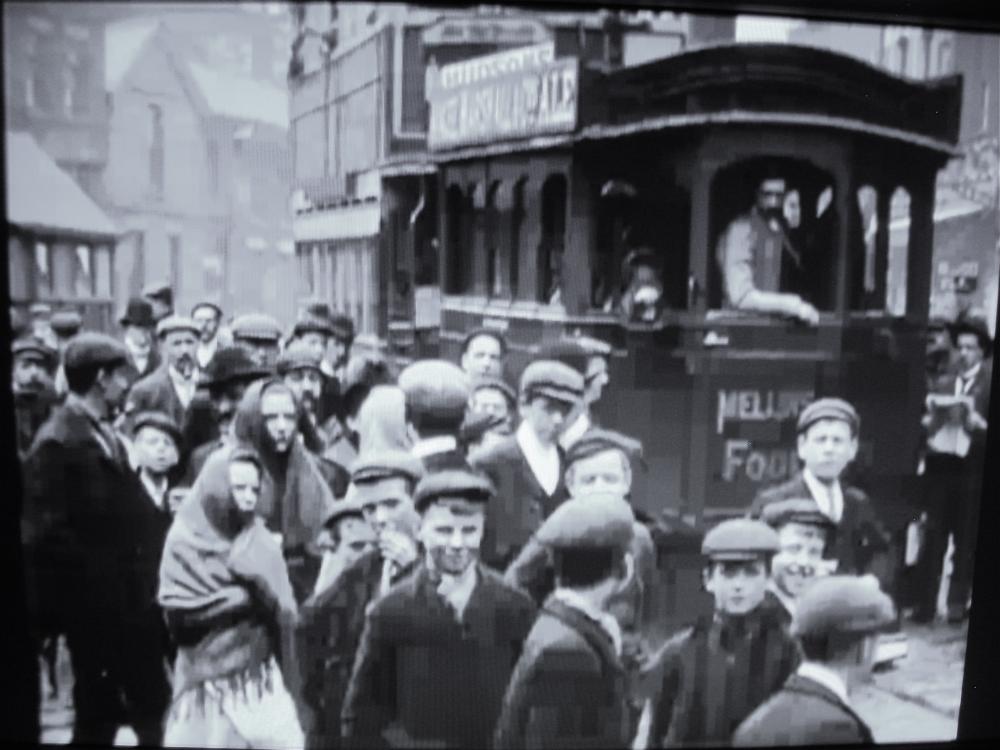 Living Wigan 1902, after the water event the steam tram prepares to move on. 