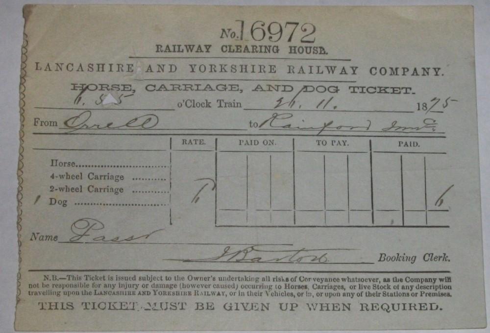 Dog Train Ticket 1875 Dog Train Ticket 1875
