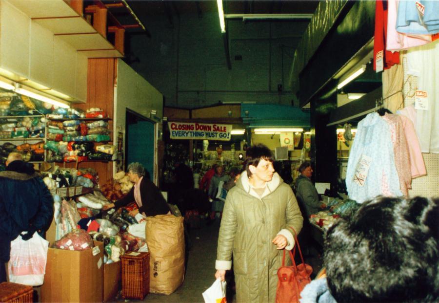 Inside Wigan Market Hall on the last day of trading.