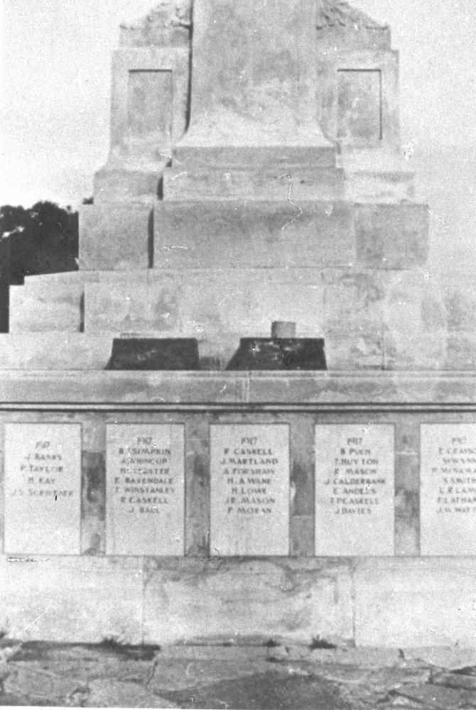 Names on the back of Upholland war memorial. Names on the back of Upholland war memorial.