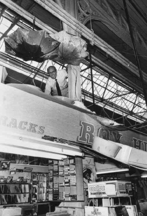 Roy Hurst's record stall. Roy Hurst's record stall.