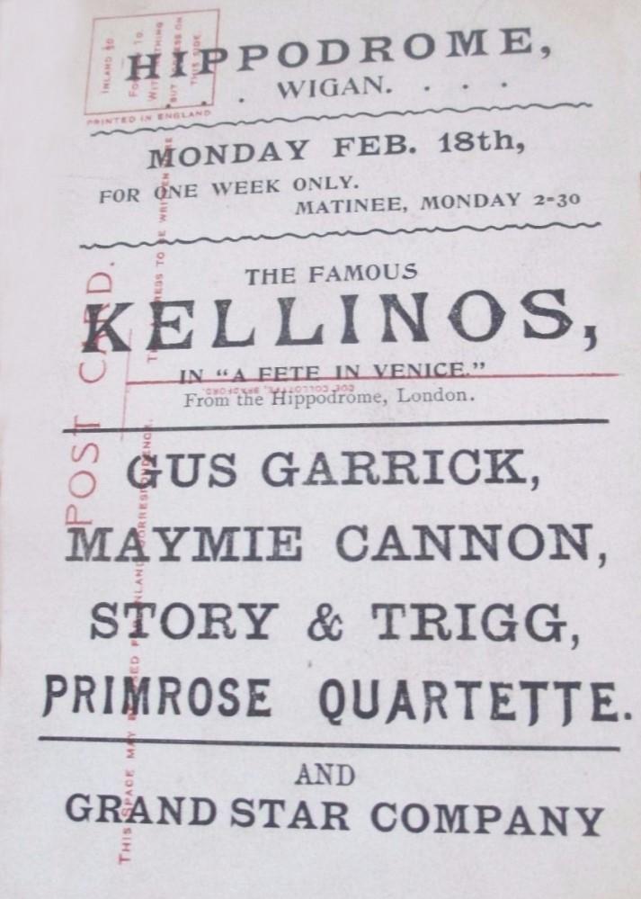 FAMOUS KELLINOS  Advertising postcard.  2