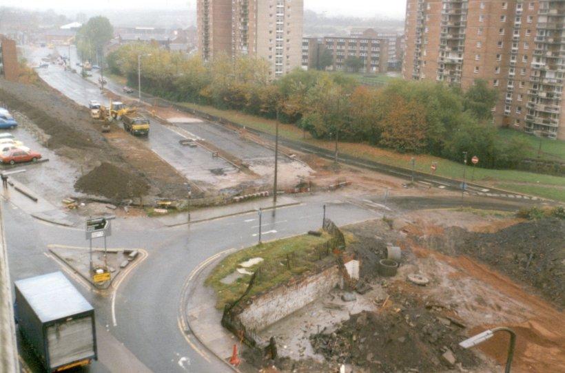 Road construction, Riverway.