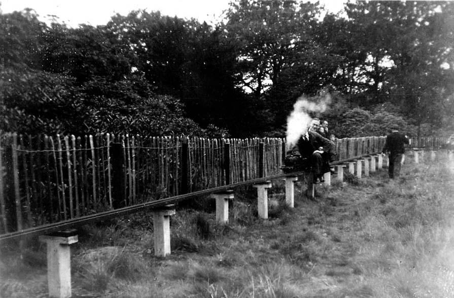 About 1950. Miniature train at Haigh Hall. About 1950. Miniature train at Haigh Hall.