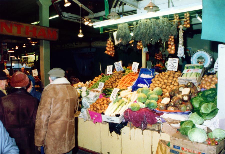 Inside Wigan Market Hall on the last day of trading.