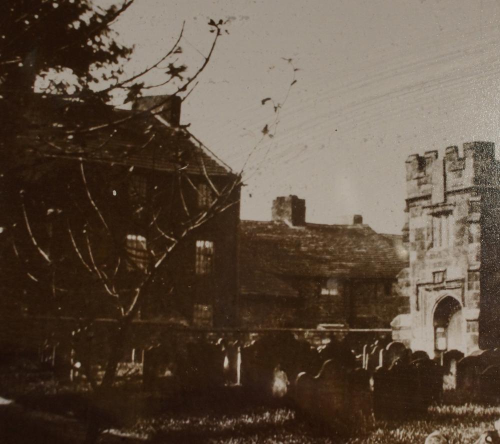 The 'Spite Houses' Standish, from St Wilfrid's churchyard - 1900s