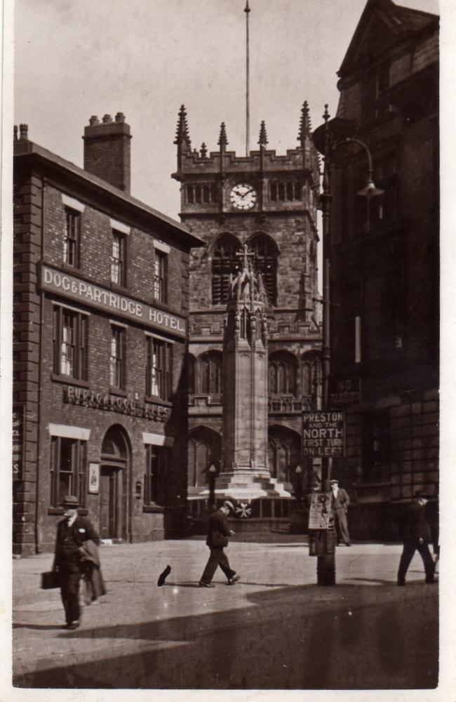 Wigan Parish Church, showing the Dog and Partridge.