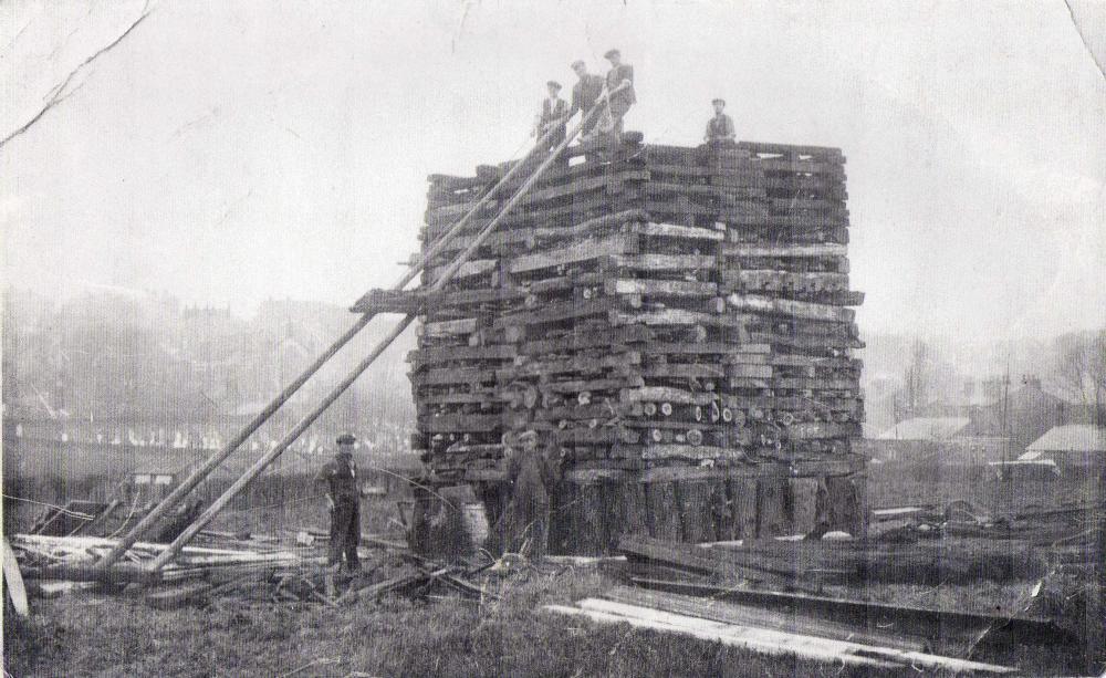 Huge bonfire being built