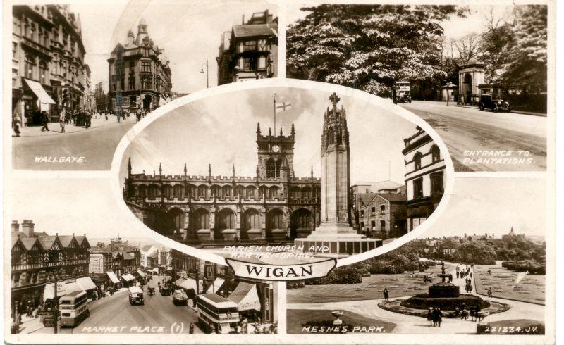 Wigan postcard. 1938. Wigan postcard. 1938.