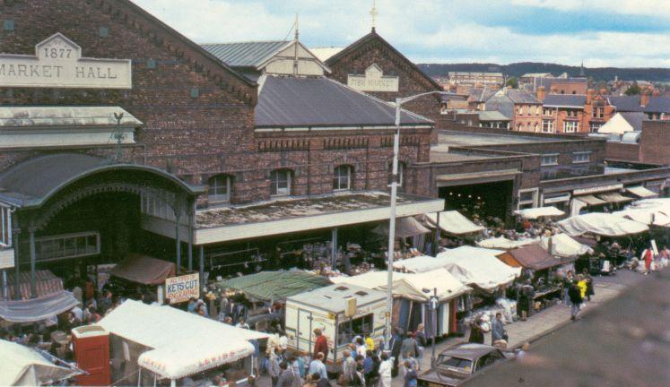 Postcard of Market Hall. Postcard of Market Hall.