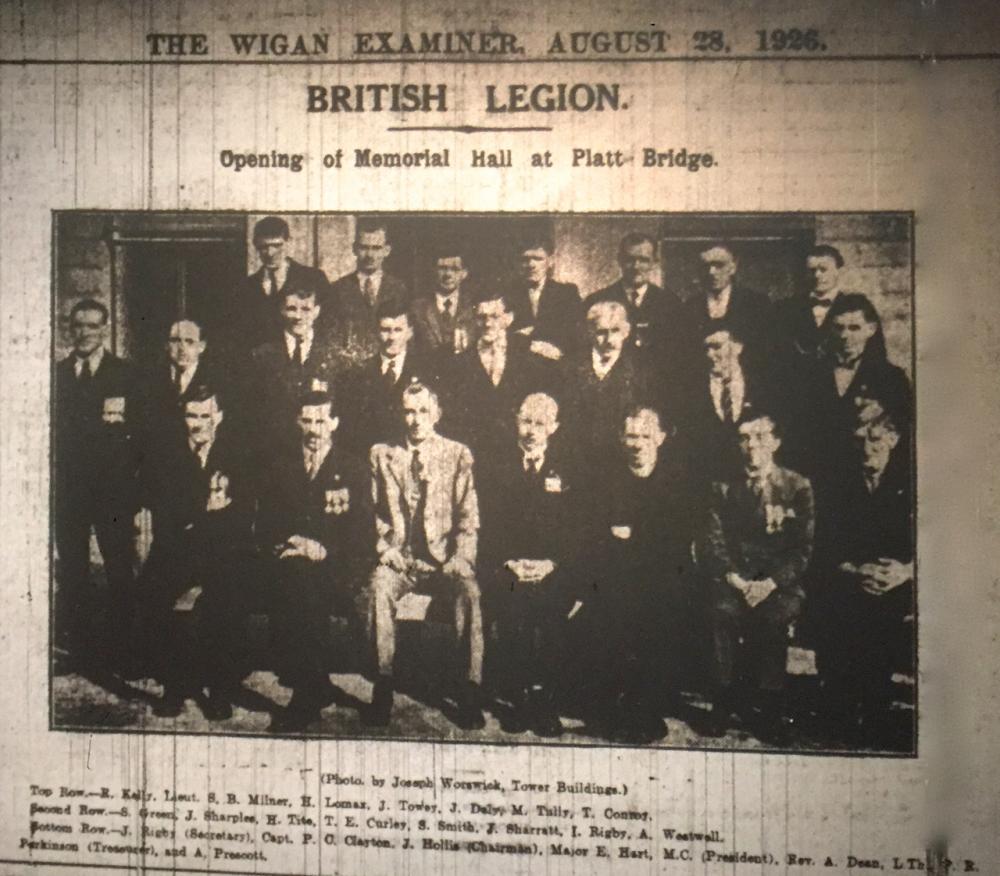 Opening of British Legion Memorial Hall, Platt Bridge, 1926 Opening of British Legion Memorial Hall, Platt Bridge, 1926